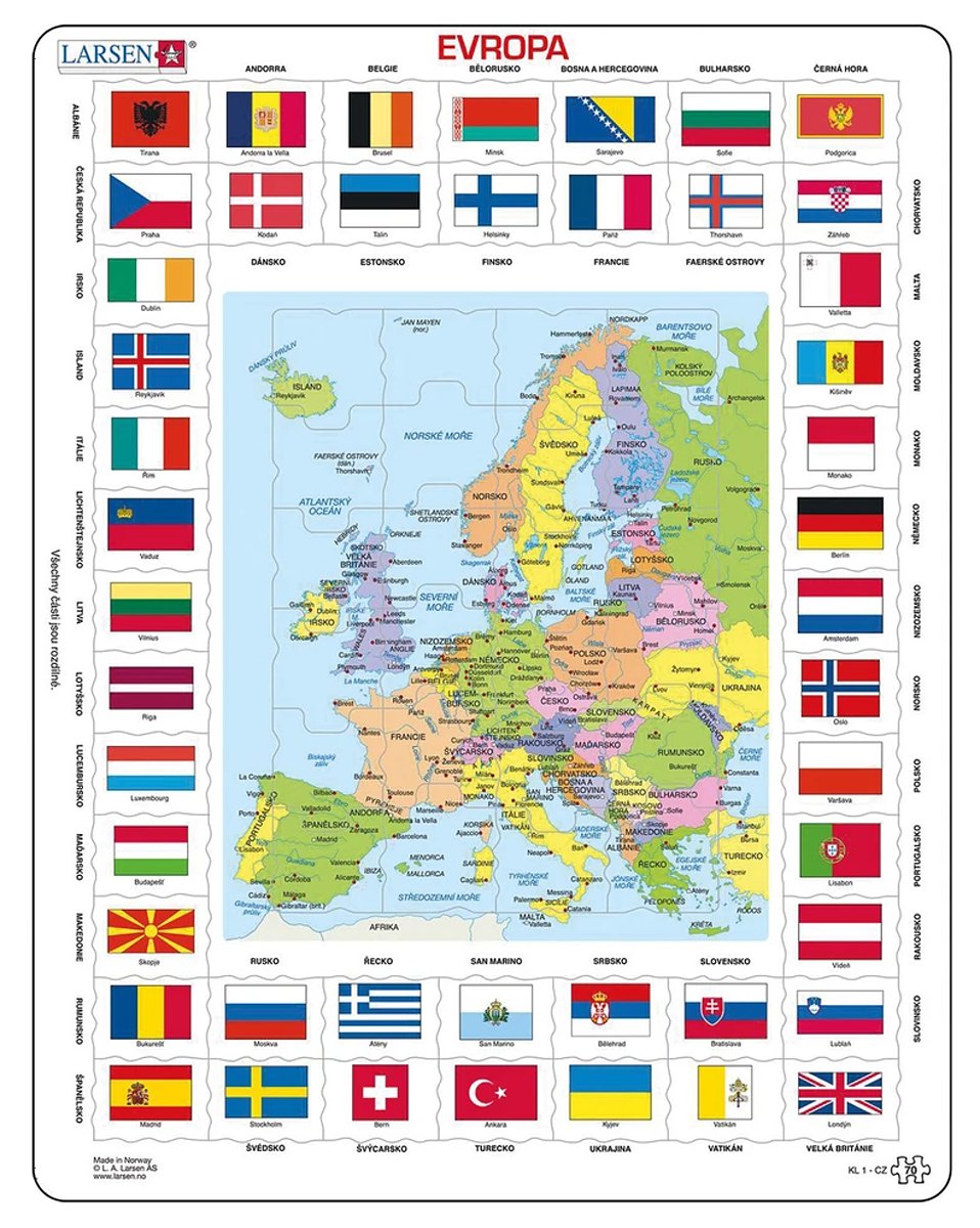 EVROPA MAPA / VLAJKY 70 d. EDU Puzzle