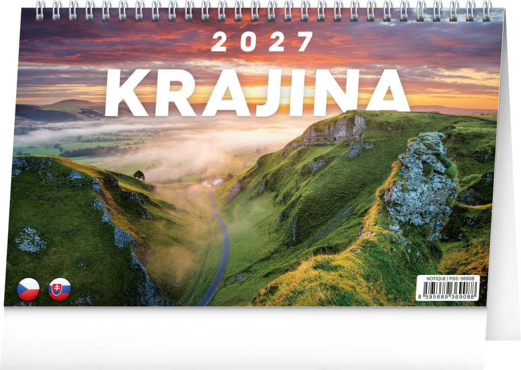 Kalendář 2027 stolní: Krajina CZ/SK, 23,1 x 14,5 cm