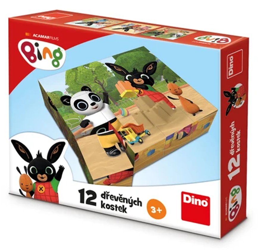 Dřevěné licenční kostky Bing – 12 kostek