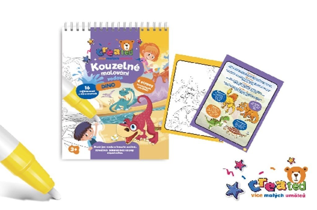 Kouzelné malování vodou Dinosauři/blok s tužkou 4 listy