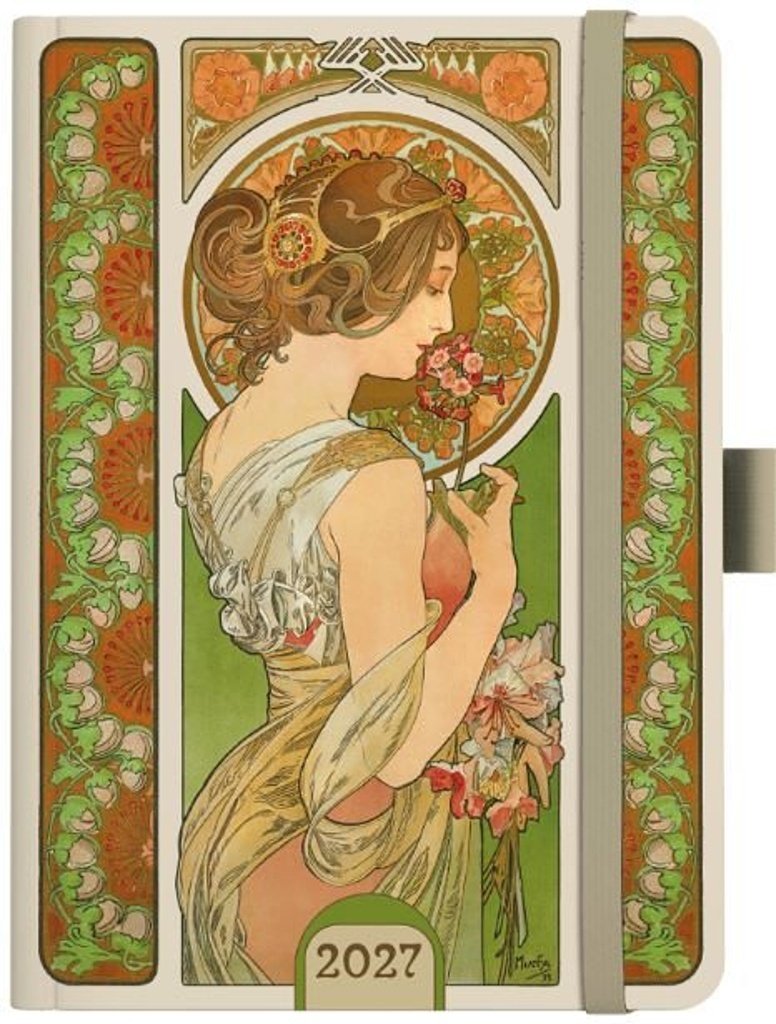Týdenní diář A5 Alfons Mucha 2027 Zelený