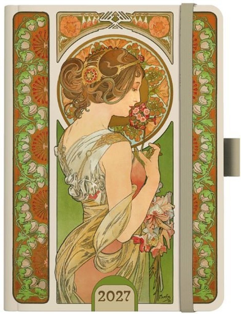 Denní diář A5 Alfons Mucha 2027 Zelený