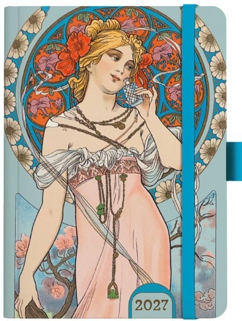 Denní diář A5 Alfons Mucha 2027 Modrý