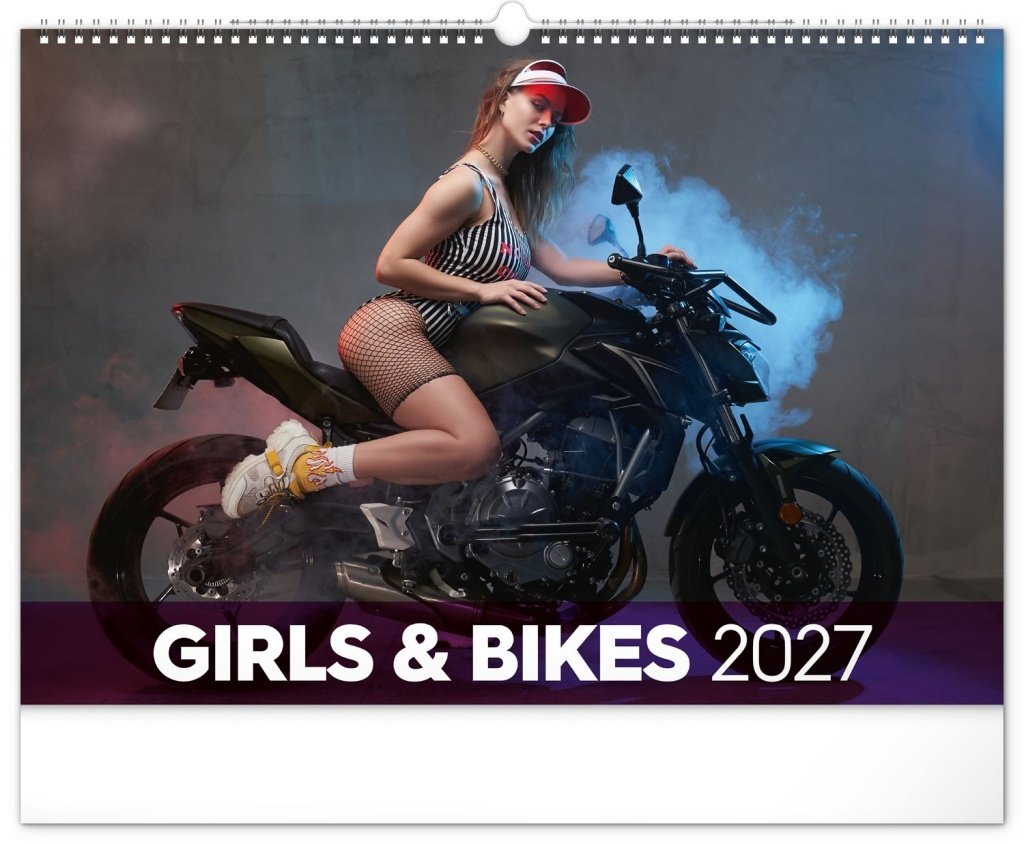 Kalendář 2027 nástěnný: Girls & Bikes, 48 x 33 cm