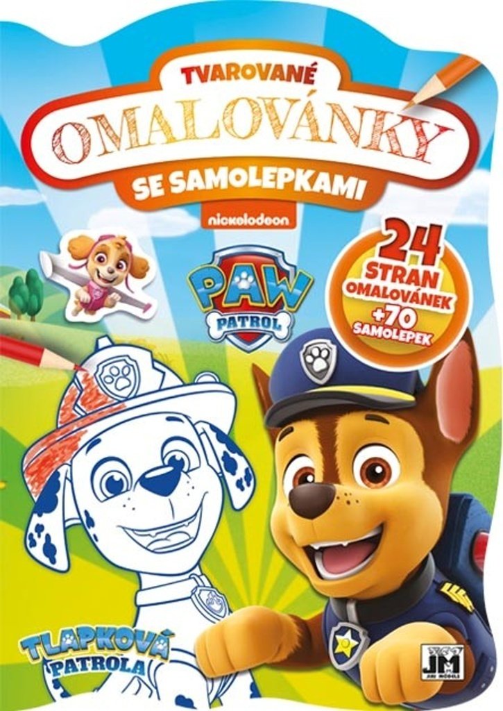 Tlapková patrola - Tvarované omalovánky se samolepkami