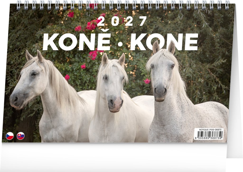 Kalendář 2027 stolní: Koně - Kone CZ/SK, 23,1 x 14,5 cm