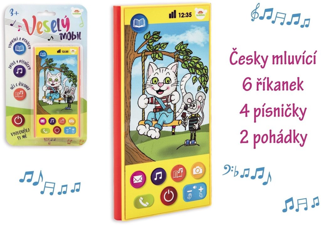Veselý Mobil česky mluvící, na baterie, se zvukem, plast