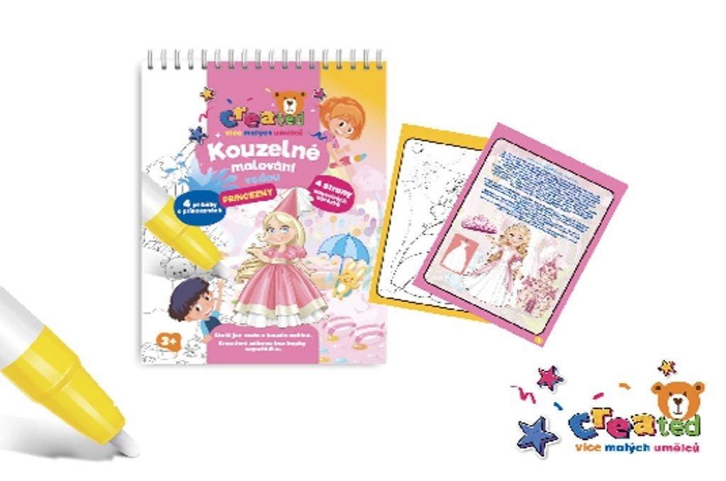 Kouzelné malování vodou Princezny/blok s tužkou 4 listy