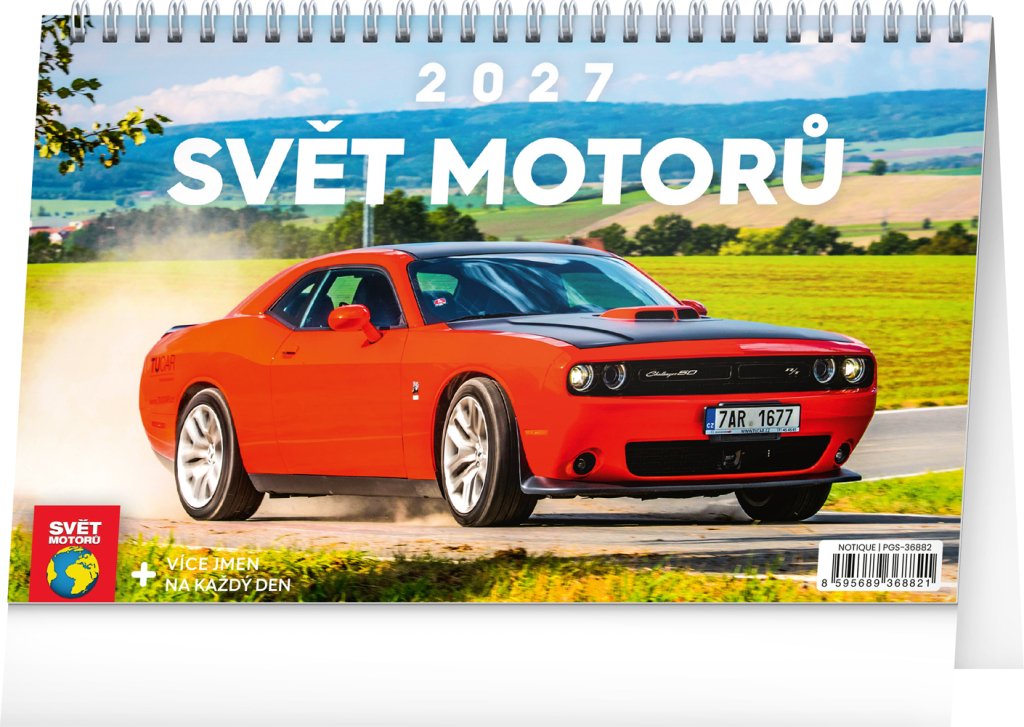 Kalendář 2027 stolní: Svět motorů, 23,1 x 14,5 cm