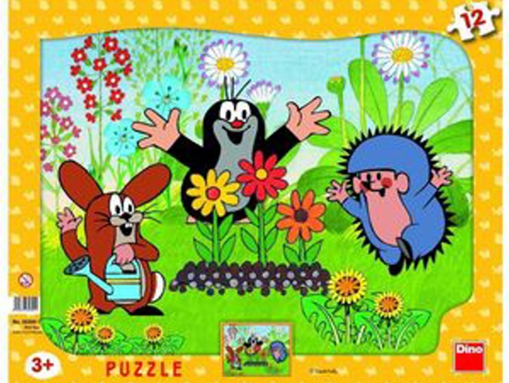 Puzzle Krteček zahradník 12 dílků deskové tvary