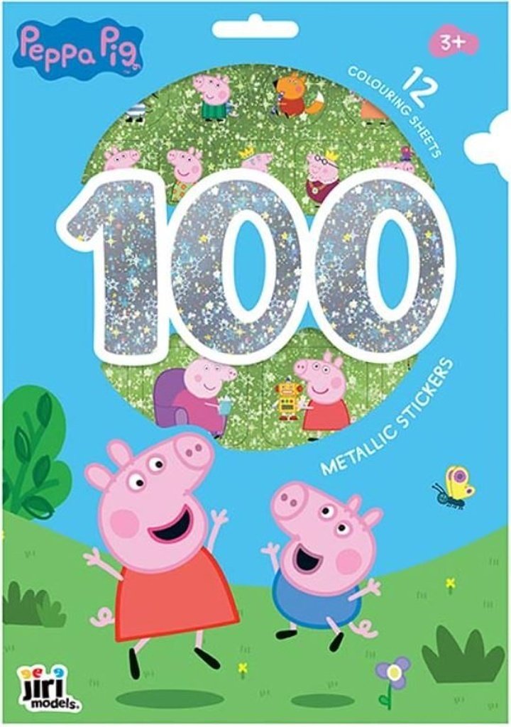 Prasátko Peppa - 100 metalických samolepek s omalovánkovými listy