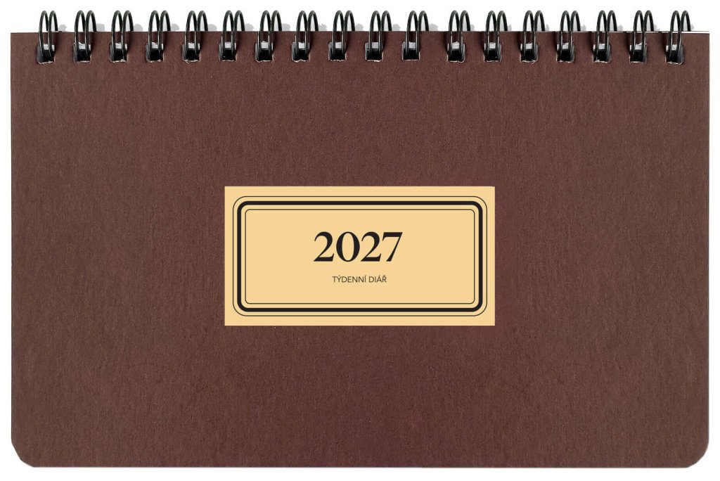 Diář 2027 týdenní na šířku RETRO, černý