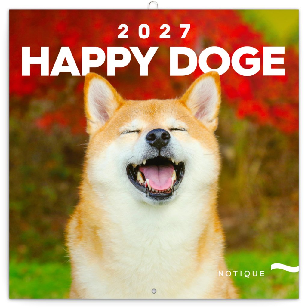 Kalendář 2027 poznámkový: Happy Doge, 30 x 30 cm