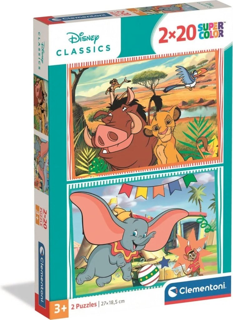 Puzzle Pohádky Lví král a Dumbo 2x20 dílků