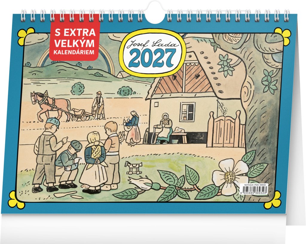 Kalendář 2027 stolní: Josef Lada s extra velkým kalendáriem, 30 x 21 cm