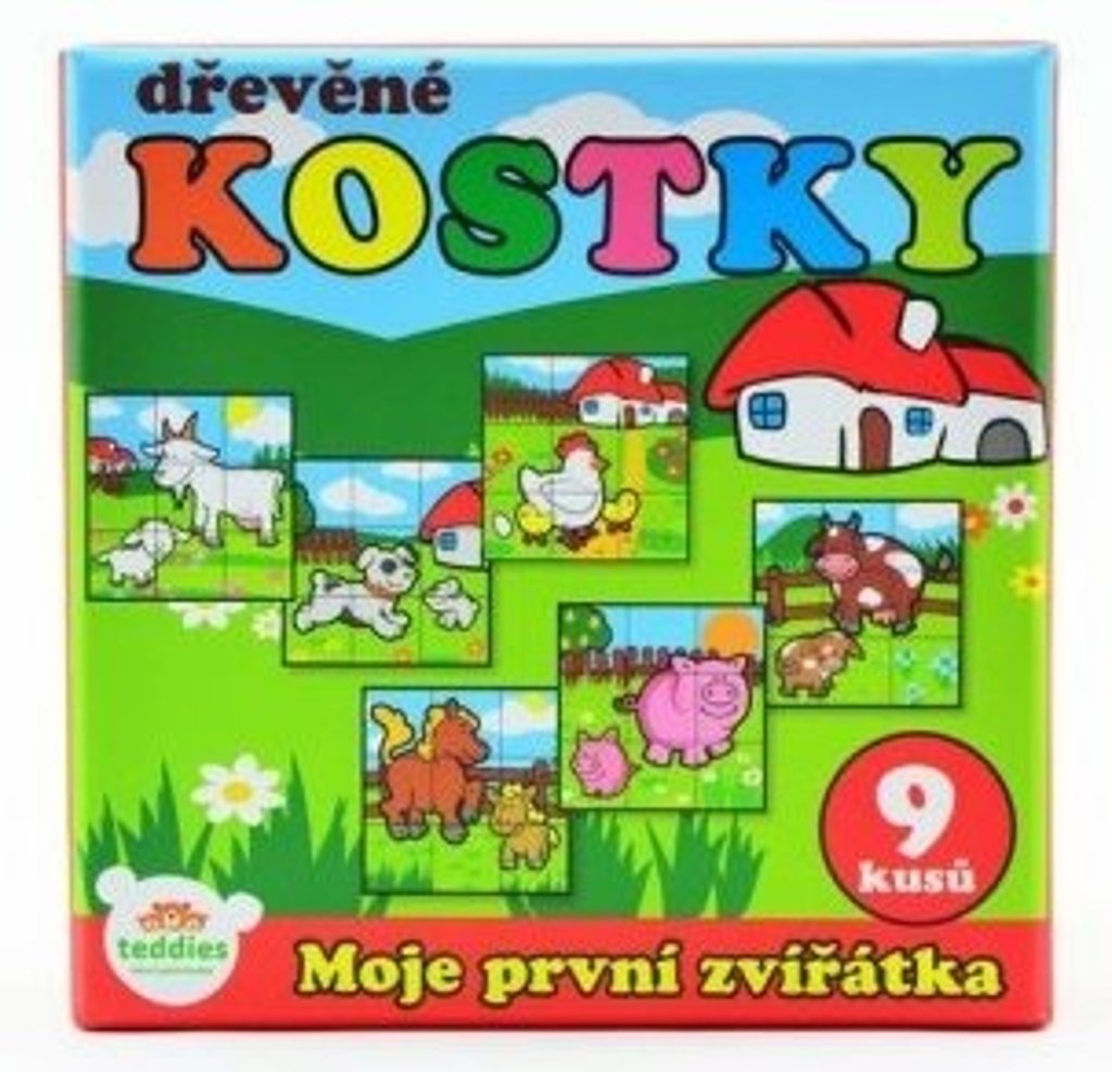 Dřevěné kostky kubus Moje první zvířátka 9 ks