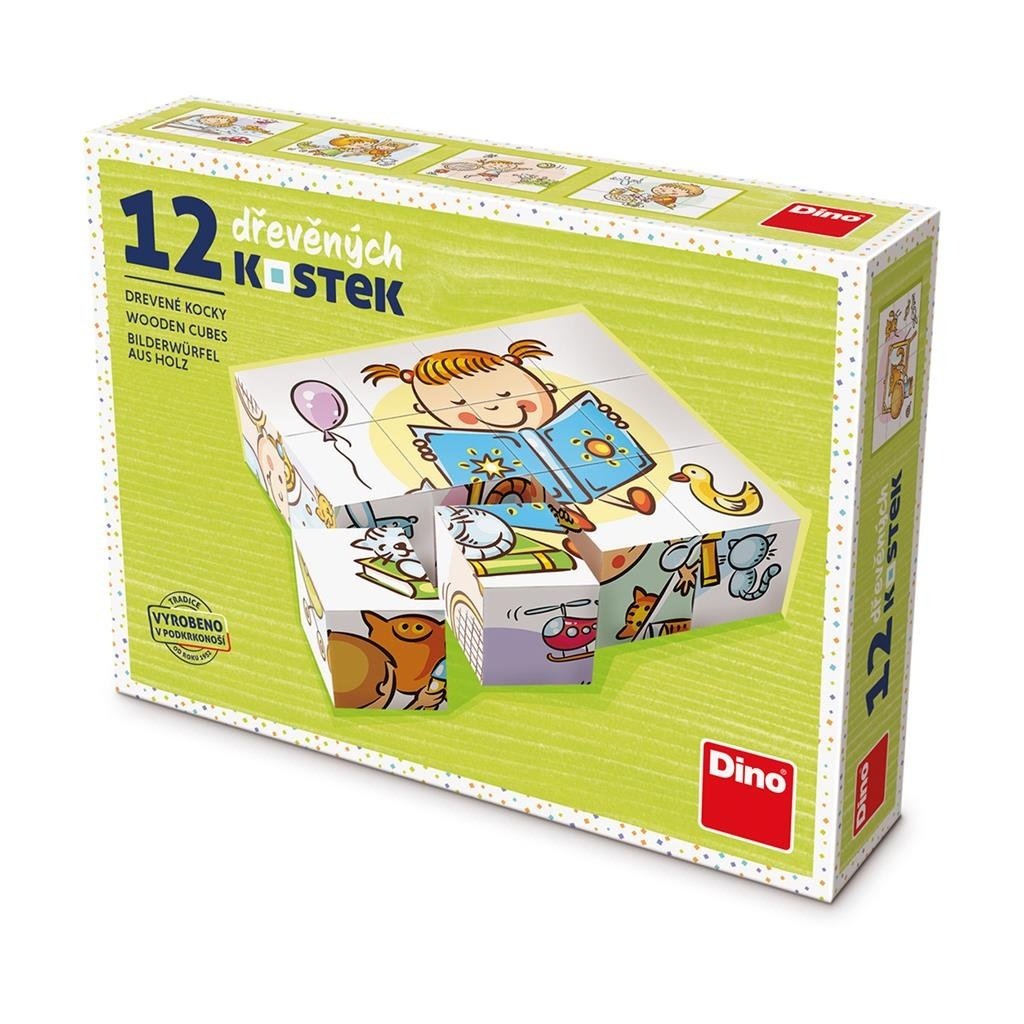Dřevěné kostky Hezký den – 12 kostek