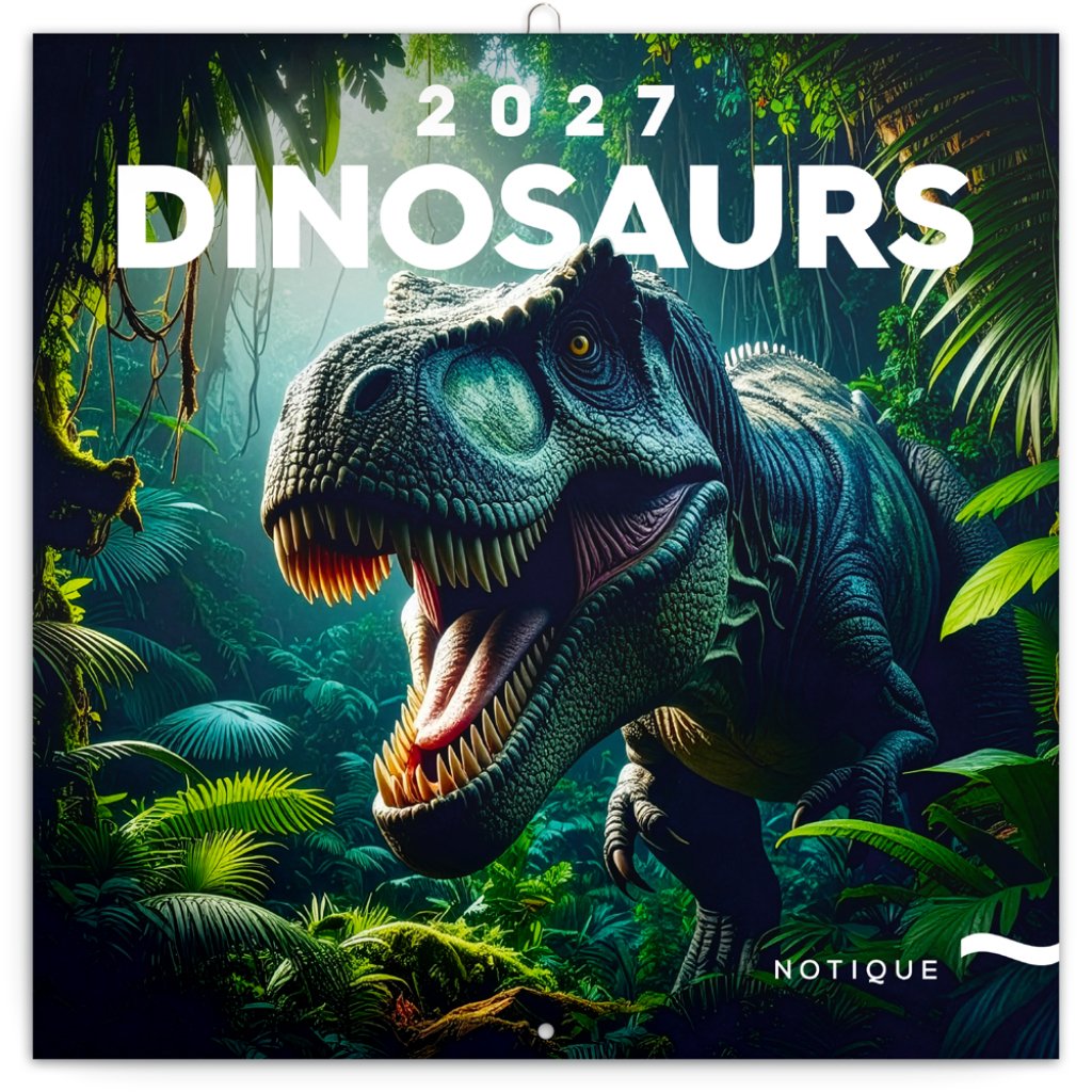 Kalendář 2027 poznámkový: Dinosauři, 30 x 30 cm