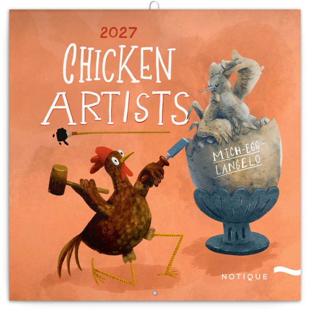 Kalendář 2027 poznámkový: Chicken Artists, 30 x 30 cm