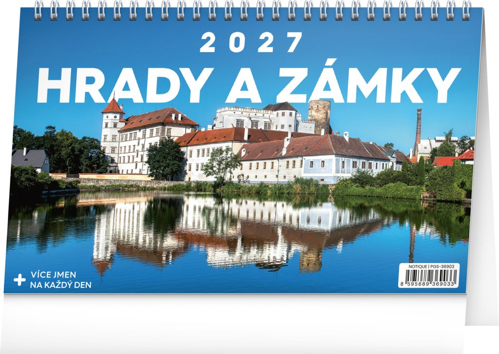 Kalendář 2027 stolní: Hrady a zámky, 23,1 x 14,5 cm